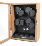 Dukwin eight watch automatic wristwatch winder with storage for four additional watches, 39 x 28 x