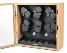 Dukwin twelve watch automatic wristwatch winder with storage for six additional watches, 38 x 40 x