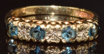 A 9ct gold ring set with sapphires and diamonds, 2.6g, size L
