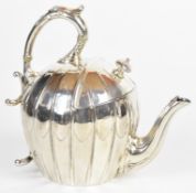 James Dixon silver plated SYP (Simple Yet Perfect) teapot of melon form, with No5 and maker's