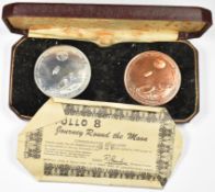 Apollo 8 'Journey Round the Moon' limited edition 328/500 cased commemorative medallions, with