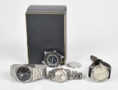 Four various wristwatches comprising Seiko Alarm Quartz ref. 7229-6010 in original box, Seiko