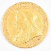 1893 Queen Victoria gold full sovereign with veiled head