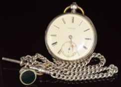 C & A Renk of Salford hallmarked silver open faced pocket watch with inset subsidiary seconds
