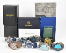 Eight various wristwatches including two Megia Chronograph, Gamages, Benyar, Maoyuan, Denvosi,