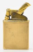 Art Deco 9ct gold 'Sun' lighter, Glasgow 1936, 43g all in