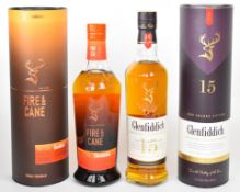 Two bottles of Glenfiddich single malt Scotch Whisky comprising 15 Year Old 40% vol and Fire &