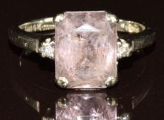 A 9ct gold ring set with an amethyst and diamonds, 4.2g, size L