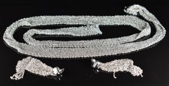 Italian silver mesh necklace / scarf and earrings, 84g