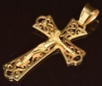An 18k gold pendant in the form of a crucifix by Bacc.Oro, 8.1g, 5.2 x 3cm