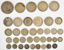 Approximately 161g of pre-1947 British silver coinage to include a 1935 George V rocking horse