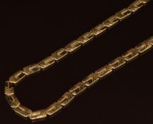 An 18ct gold necklace made up of textured fancy links, 16.6g, 46cm