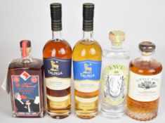 Five bottles of mixed spirits comprising Talnua Distillery Single Pot American Whiskey - Virgin