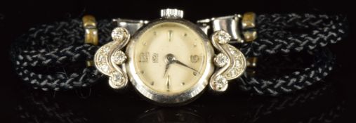 ARSA Extra 18ct white gold ladies wristwatch with twelve diamonds set to the case, silver hands,