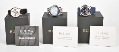 Three Bulova gentleman's automatic wristwatches two Marine Star ref. 98A302 and 98A282 and Aerojet