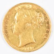 1849 Queen Victoria gold full sovereign with young head and shield reverse, VG