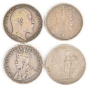 Four GB and Commonwealth coins comprising 1902 crown, 1911 trade dollar, 1928 45 piastres and 1903