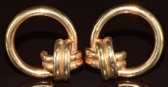 A pair of yellow metal earrings, 3.9g