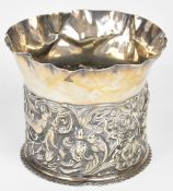 Victorian hallmarked silver wine coaster with embossed decoration, London, date letter rubbed, maker