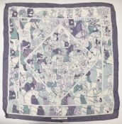 Hermès silk scarf Ali Baba with decoration of turbanned men on horseback, designed by Pierre