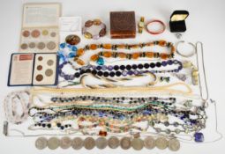 A collection of costume and silver jewellery including BJL brooch, Sphinx brooch, silver necklace,