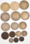 Approximately 151g of Victorian silver coinage comprising one 1897 and two 1887 crowns, two 1887