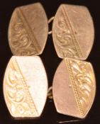 A pair of 9ct gold cufflinks (one damaged), 4.7g