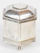 Metropolitan Museum of Art silver replica of a 17th century Dutch marriage box with gilt interior,