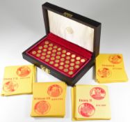 John Pinches of London set of forty five hallmarked 22ct gold medals 'The Kings and Queens of