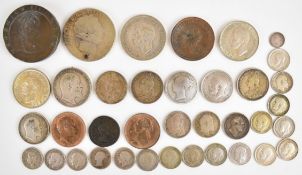 Georgian, Victorian and later coinage to include George III crown, cartwheel twopence, 1902 Edward