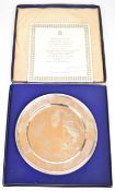 Elizabeth II limited edition (389/2,000) commemorative hallmarked silver plate or dish commemorating