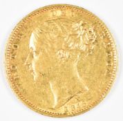 1848 Queen Victoria gold full sovereign with young head and shield reverse, G