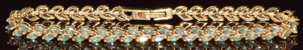 A 9k gold bracelet set with seventy two marquise cut Alexandrite, total carat weight 4.2ct, with