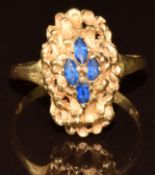 An 18ct gold ring set with paste, 5.5g, size R