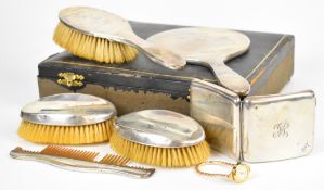 George V hallmarked silver cigarette case, Chester 1917, maker Stokes & Ireland Ltd, length 9.5cm,