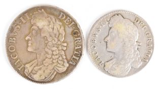 1688 James II crown and half crown