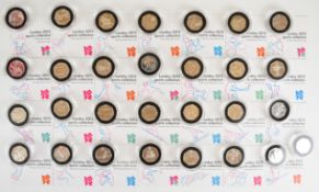 Twenty nine Royal Mint London 2012 Olympics Sports Collection 50p silver coins and 2016 Diving