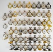 Fifty seven various pocket watches including full hunter, half hunter and open faced examples,