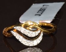 A 9k gold ring set with fourteen round cut diamonds, with Gemporia certificate, size N/O