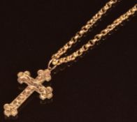 A 9ct gold chain and cross pendant, 4.1g, 41cm