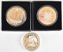 Three silver coins comprising 1994 Queen Elizabeth the Queen Mother Cayman Islands $1, 2018