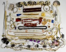 A collection of jewellery including 15ct gold stud (2.3g), necklaces including beaded, agate,
