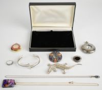 A collection of jewellery including Miracle brooch, Butler & Wilson and silver including brooch,