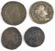 Four Roman coins to include Gordian III, Constantine and Licinius