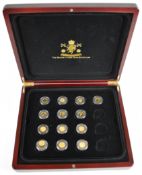 'The World's Finest Gold Miniatures' cased set of thirteen .999.9 gold coins, weight of all thirteen