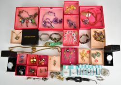 A collection of jewellery, some Butler and Wilson including eight necklaces, two brooches and two