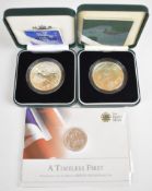 Two Royal Mint Britannia silver proof 1oz £2 coins 2001 and 2003, both in original cases with