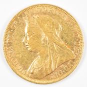 1893 Queen Victoria gold full sovereign with veiled head