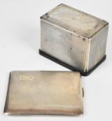 Art Deco hallmarked silver cigarette case with engine turned decoration and a similar novelty '