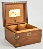 Dunhill of London brass bound mahogany cigar humidor with lined interior and inset Dunhill nameplate